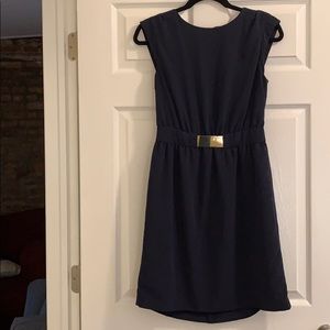 Belted Navy Dress
